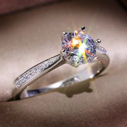 925s Cubic Zirconia Engagement Ring Sz 7