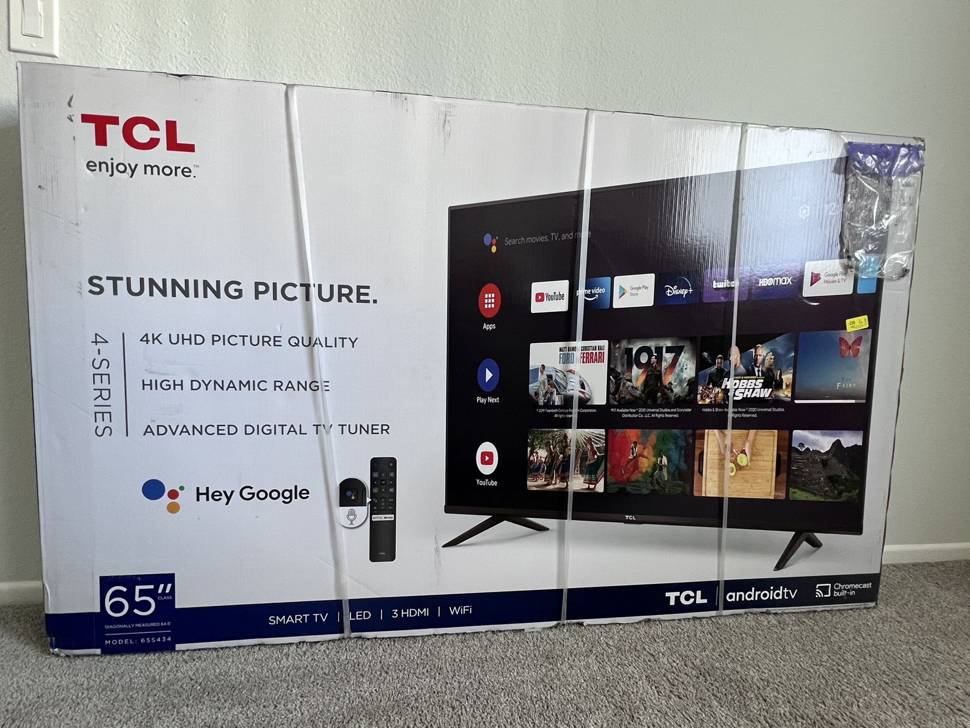 TCL 65" CLASS 4-SERIES 4K UHD HDR LED SMART ANDROID TV - 65S434