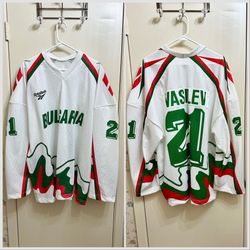 Reebok Bulgaria National Team #21 Vasilev Hockey Jersey size Large
