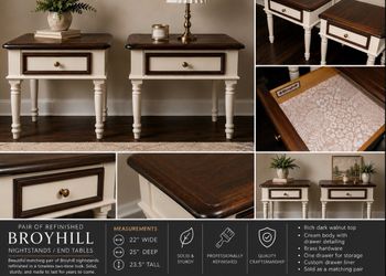 Vintage Broyhill Refinished Nightstands End Tables Pair