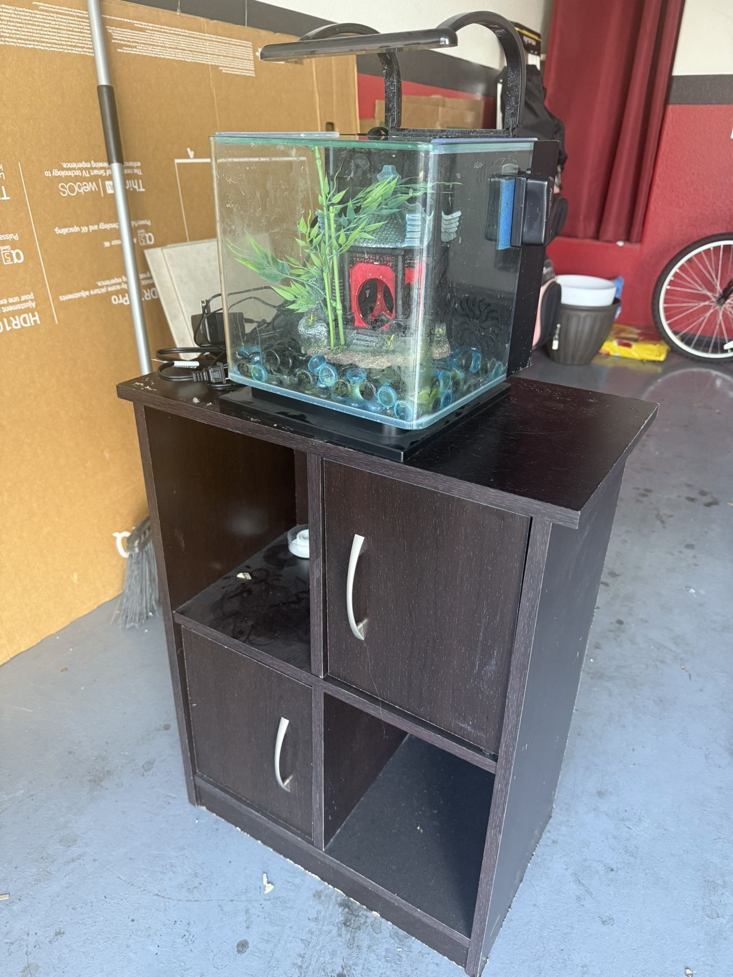 5 Gallon Fish Tank w/ Stand, Light, Filter & Heater – Full Setup