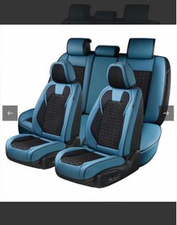 Coverado 5 Seats Car Seat Covers Front and Rear Seats Full Set Faux Leather Stylish Breathable Auto Protectors Universal Fit