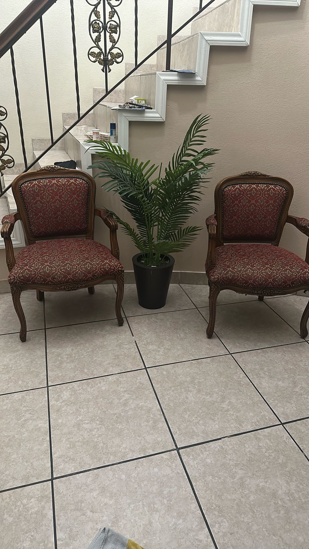 Chairs + Fake Plant
