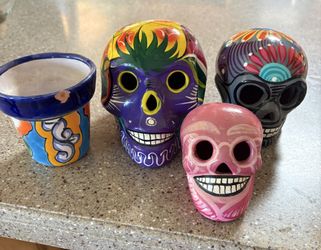 Skulls Mexican Talavera  Day of the Dead