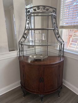 Wood and Metal Baker's Rack Cabinet