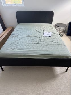 IKEA SLATTUM Upholstered Bed Frame + Mattress