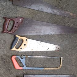Hand saws and hacksaw, $10 or $8 a piece.