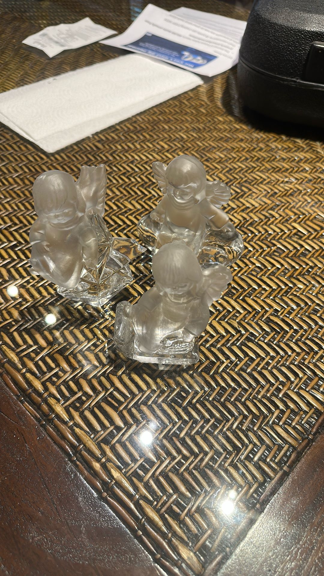 Rare Goebel Crystal Angels - Signed - Clear Frosted Set Of 3