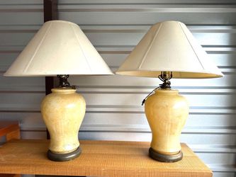 Pair of Large Glass Lamps with Shades
