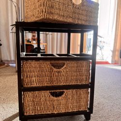 Wicker Basket Storage Cabinet