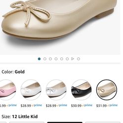 Little Girl’s Golden Party Shoes, Size 12 