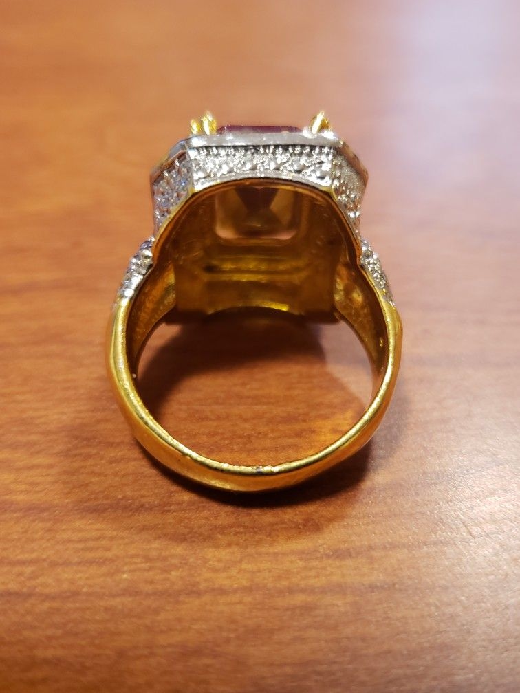 Exquisite 18K filled Gold Rings Natural Gemstone Ruby Ring Wedding Fine Jewelry. Size 8