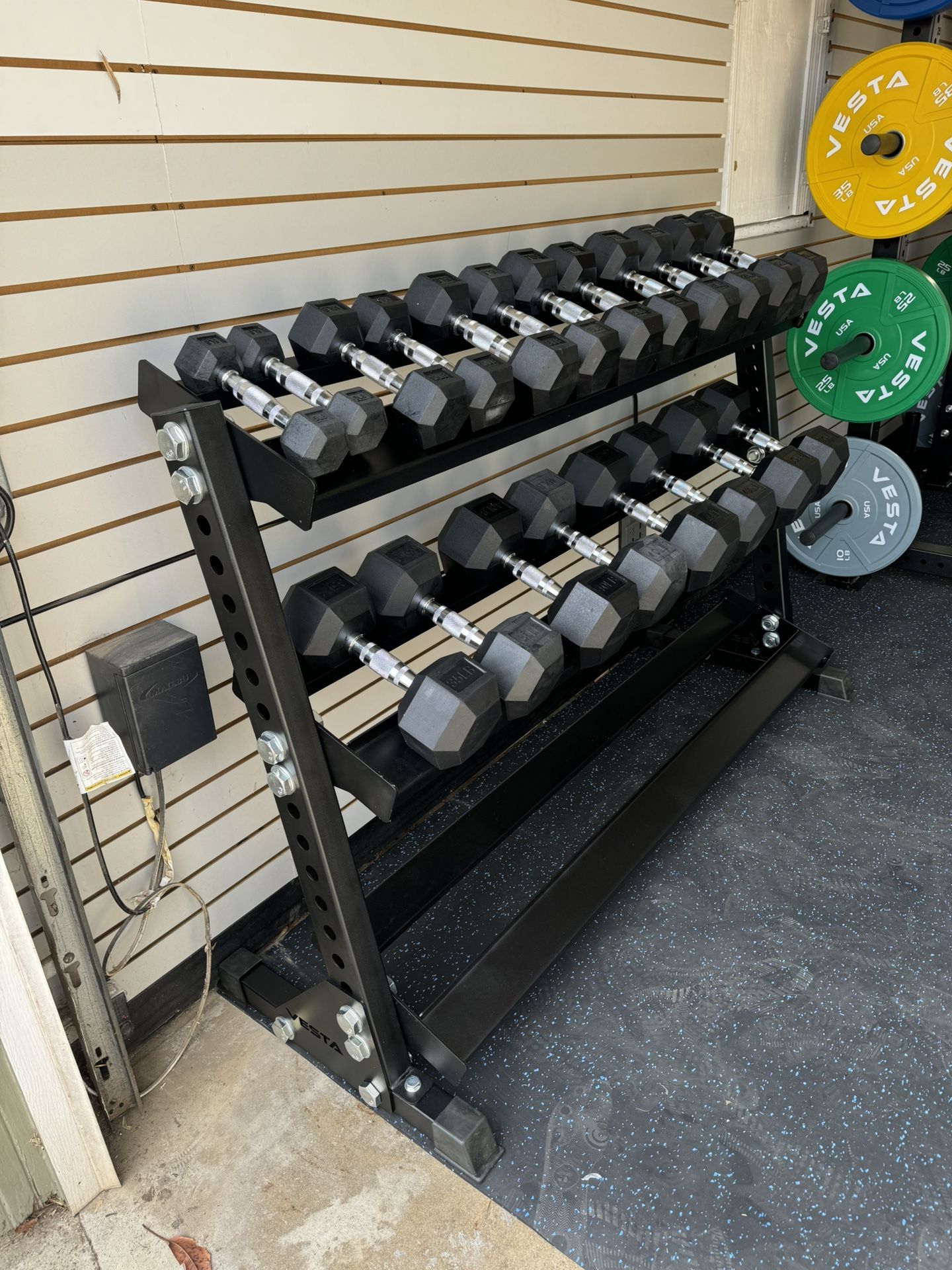 New Rubber Hex Dumbbells 5lbs-50lbs/Dumbbell rack included/ Gym Equipment/Weights/Exercise/Training