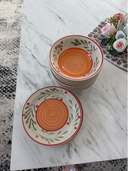 8 Bowls and 6 small Plates (one is cracked)