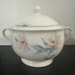 Vintage NORITAKE Rare VERSATONE FLOATING With Pink Flowers Blue Tureen