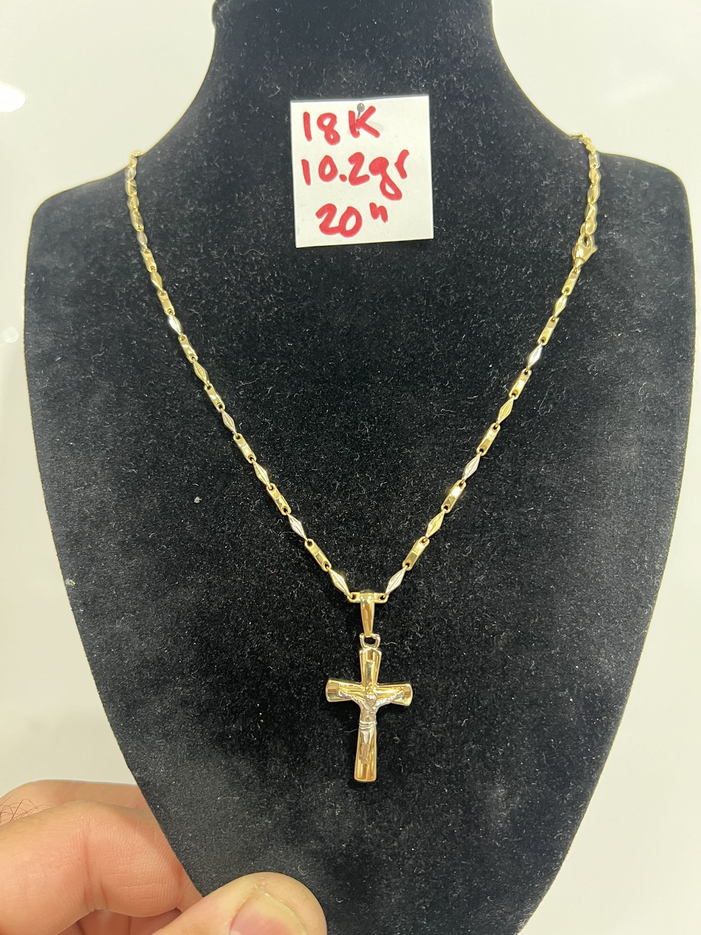 For Wedding 18K Solid Two Tones Gold Chain and Pendant 10.2Gr 20 Inches Long