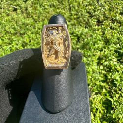 18k yellow gold vintage ancient Roman warrior ring 13.6g