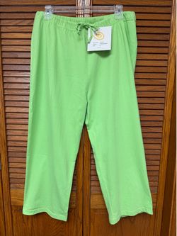 Michael Simon M Women’s Casual Green Cotton Drawstring Capri Pants NEW