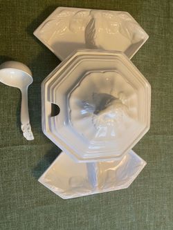 White porcelain soup service set