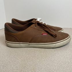 Levi’s Brown Leather-like mens 10 “Vans” Style Lace up Loafer Shoes