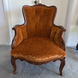 Louis XV style velvet armchair