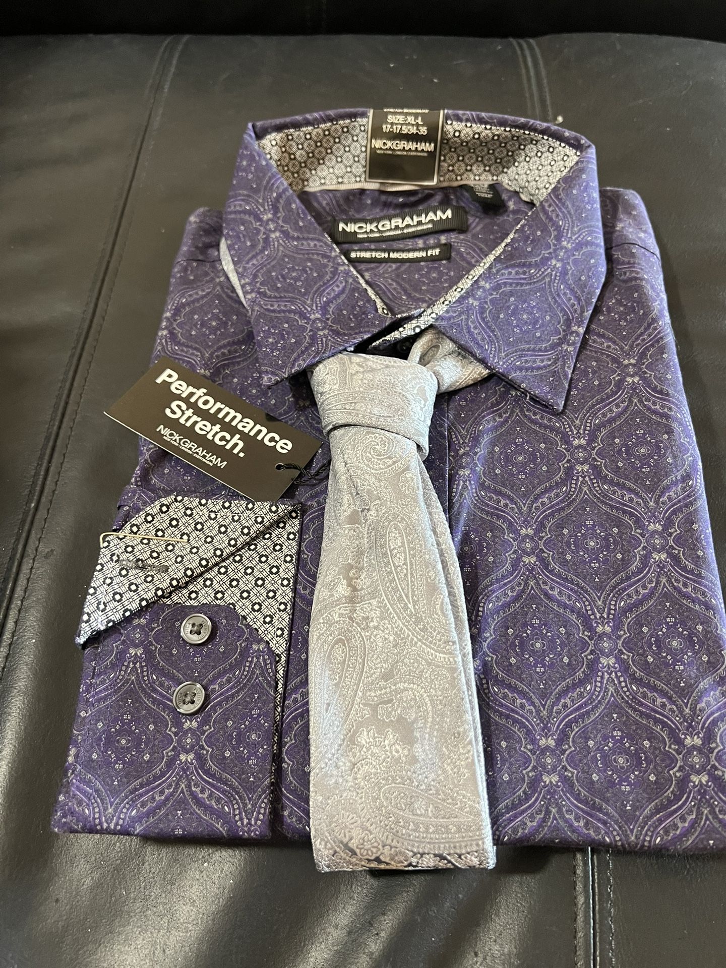 Nickgraham Graham Men’s Stretch Shirt & Tie Set/XL/17-17.5/34/35/nwt