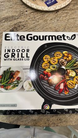 Elite Gourmet Electric Indoor Grill with Glass Lid