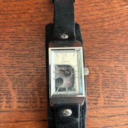 VINTAGE - UNISEX DIESEL WATCH WITH BLACK LEATHER BAND