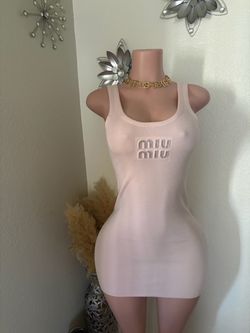 Miu Miu Pink Ribbed Mini Dress