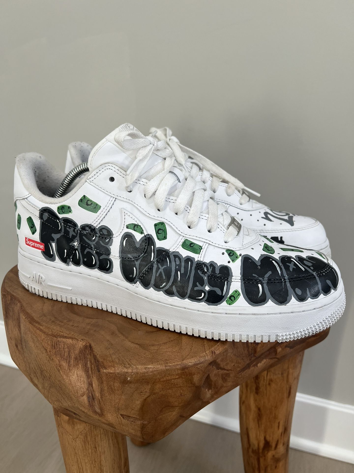 Custom Nike Air Force 1 Low Supreme White Men CU9225-100 Size 11