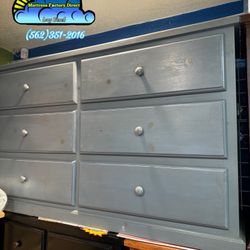 Grey Pinewood Six Drawer Dresser Chest Comoda Nueva 