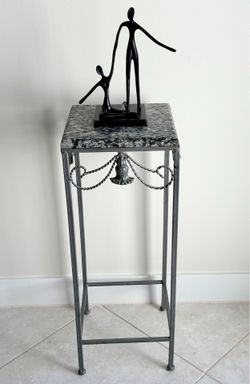 29”H Marble Top Wrought Iron Plant Stand Display Table