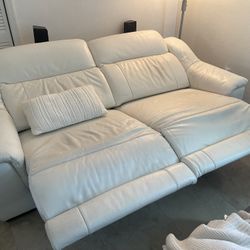 Recliner Sofa Leather White 