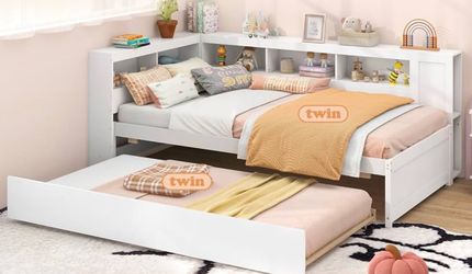 Twin bed with twin pull out bed