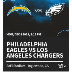 Chargers Vs Eagles 2 Tickets 