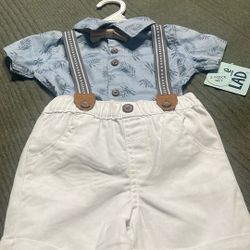 Baby Boy Shirt/ Shorts With Suspenders