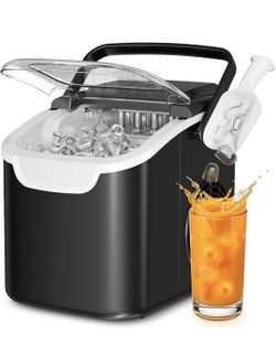 Antarctic Star Ice Maker Countertop, 8 Bullet Ice Cubes in 6 Mins, 26.5 lbs/Day, Self-Cleaning, 2 Sizes, Ultra-Quiet for Home/Kitchen/Camping/RV