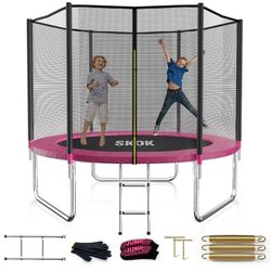 SKOK 8FT Trampoline with 400LBS Capacity and Ladder for Kids&Adults, Waterproof and Heavy Duty