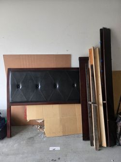 Tufted Leather Headboard with Wood Frame