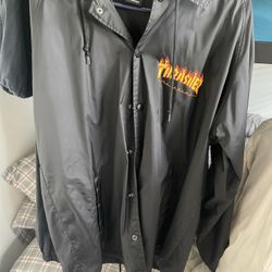 Thrasher, black, hooded windbreaker XL
