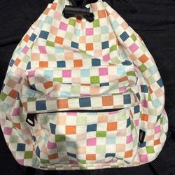 VANS Backpack Purse W/Secure Drawstring rainbow Colored Checkered 10.5”T x 8.8”W