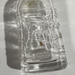 Vintage Miniature Clear Glass Baby Doll Milk Baby Bottle w/ Embossed Dog