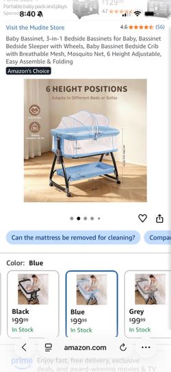 Mudite 3-in-1 Bedside Bassinet