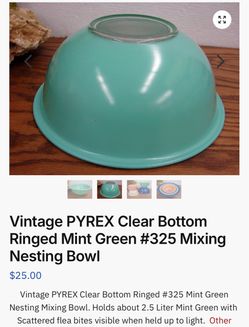 Vintage Pyrex #325 Mint Green Mixing Bowl