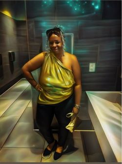 Gold Metallic One Shoulder Top - Size 2X