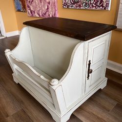 Brown & White Wood Side Table/Chest
