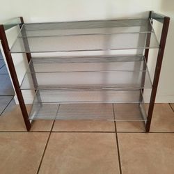 Metal And Wood Shoe Rack