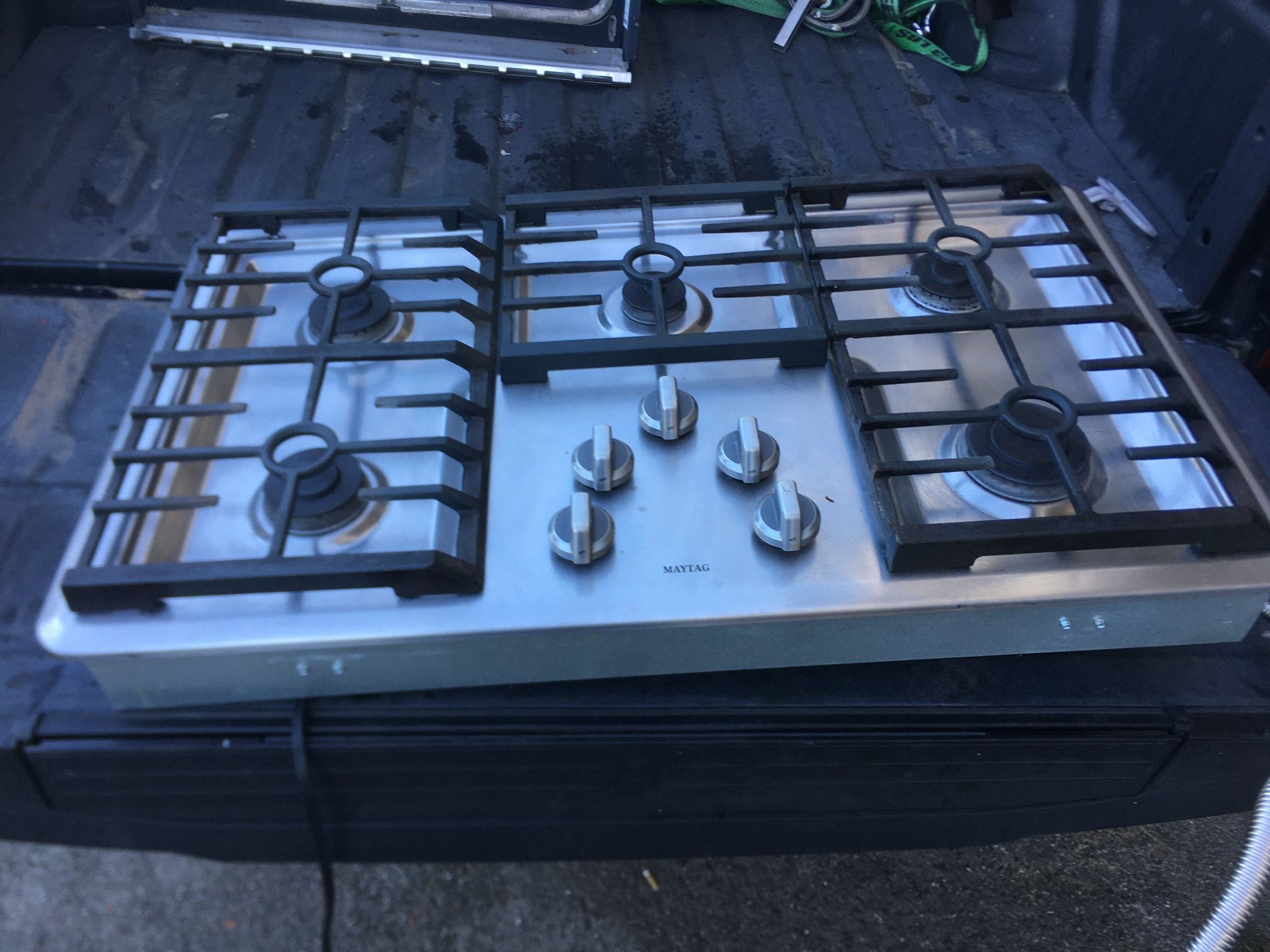 Maytag drop in stainless steel five burner gas range by. Looks and works great for Sale in
