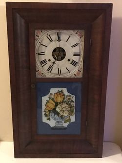 Antique Mid 1800s Seth Thomas Mantle Shelf Chime Clock 30 Hour Weighted Wind Up Gong Chime