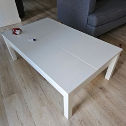 White Coffee Table - Hidden Storage Space